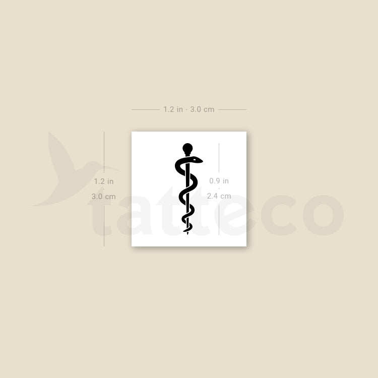 Tatuaje temporal de la vara de Asclepio - Juego de 3