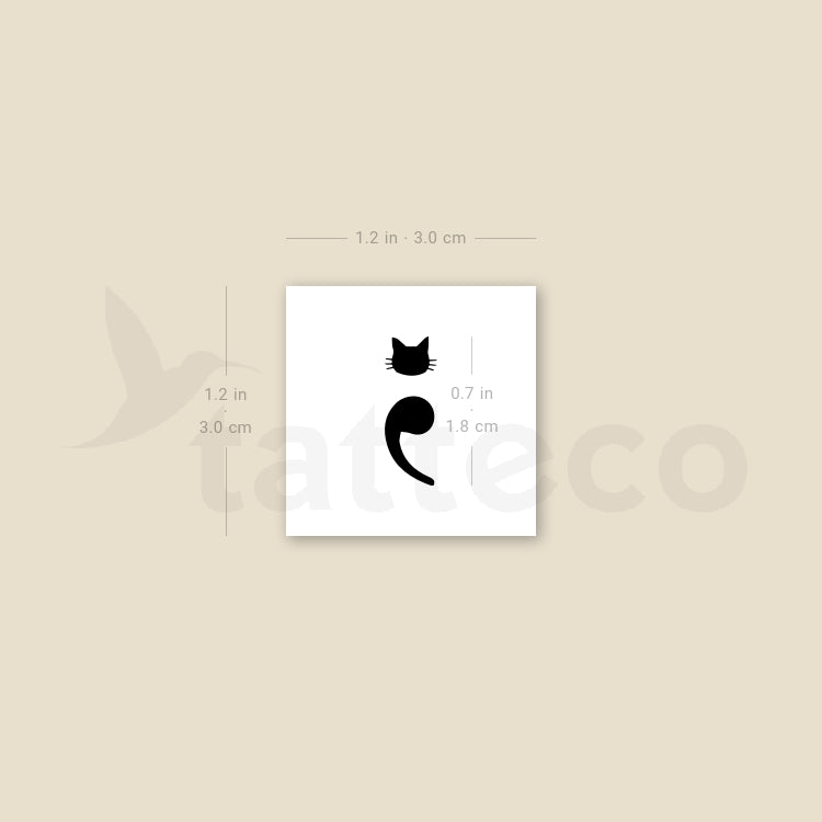 Semicolon Cat Temporary Tattoo - Set of 3