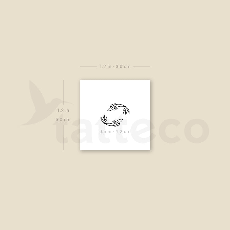 Opposite Fish Couple Temporary Tattoo - Set of 3