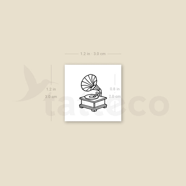 Minimalist Gramophone Temporary Tattoo - Set of 3