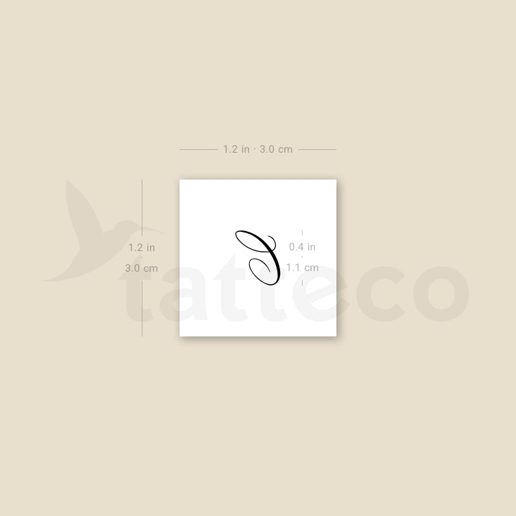 Letter C Script Temporary Tattoo - Set of 3