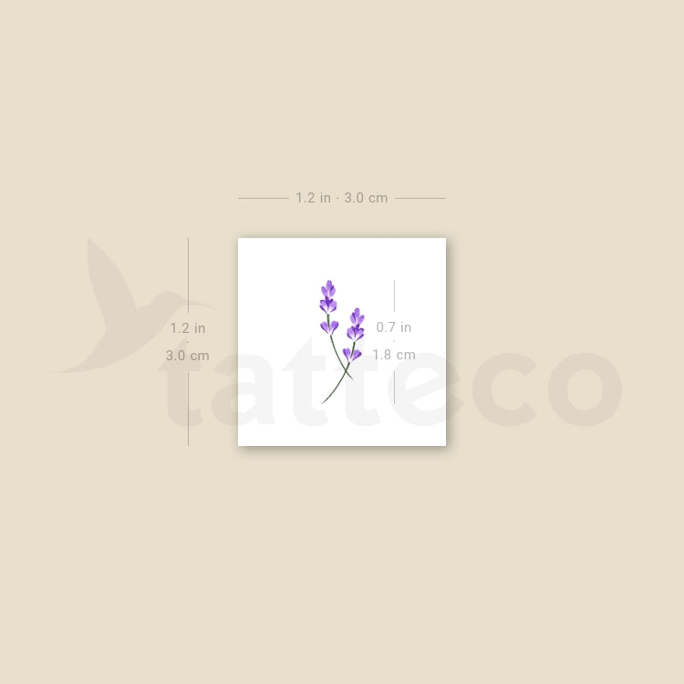 Tiny Watercolor Lavender Temporary Tattoo - Set of 3