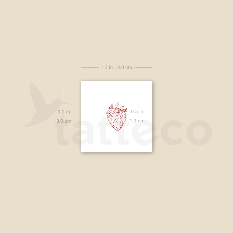 Little Red Strawberry Temporary Tattoo - Set of 3