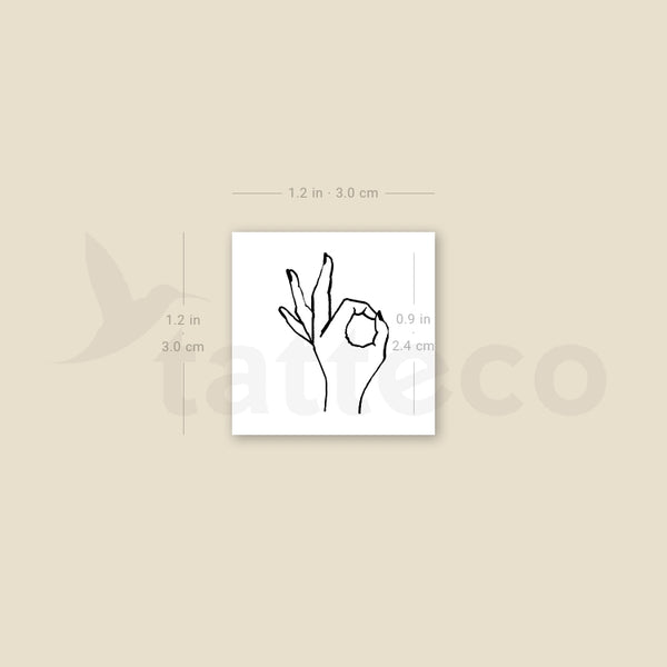 Small Ok Gesture Temporary Tattoo - Set of 3