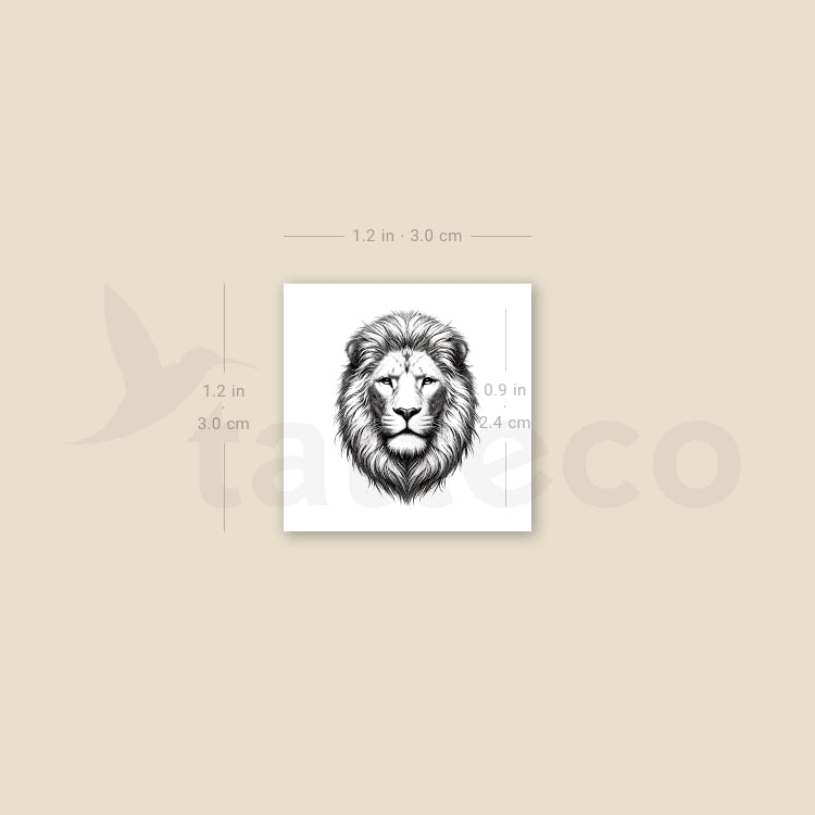Small Black And Grey Lion Portrait Temporary Tattoo - Set of 3