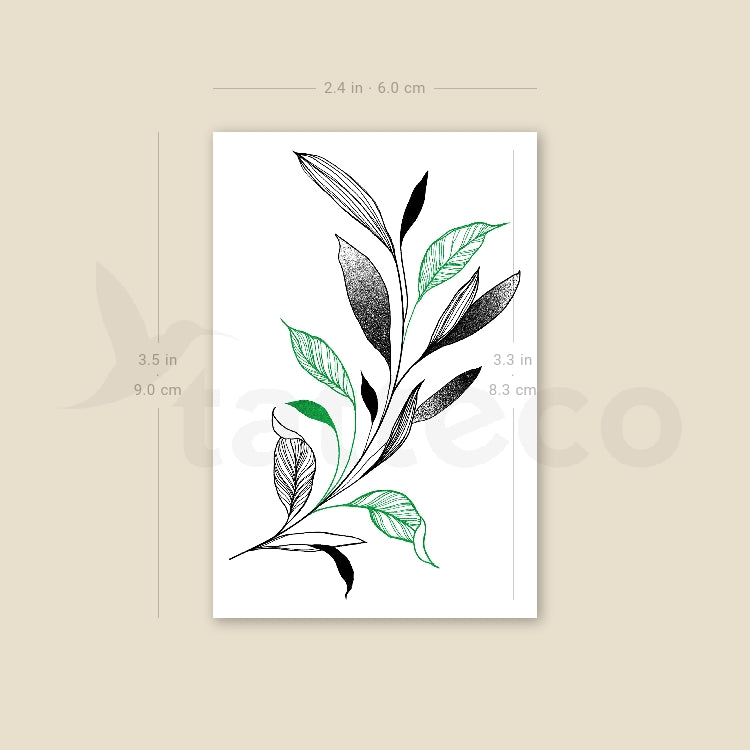 Green And Black Leaves By Ann Lilya Temporary Tattoo - Set of 3