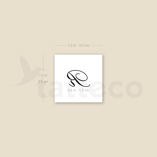 Letter R Script Temporary Tattoo - Set of 3