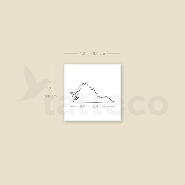 Virginia Map Outline Temporary Tattoo - Set of 3