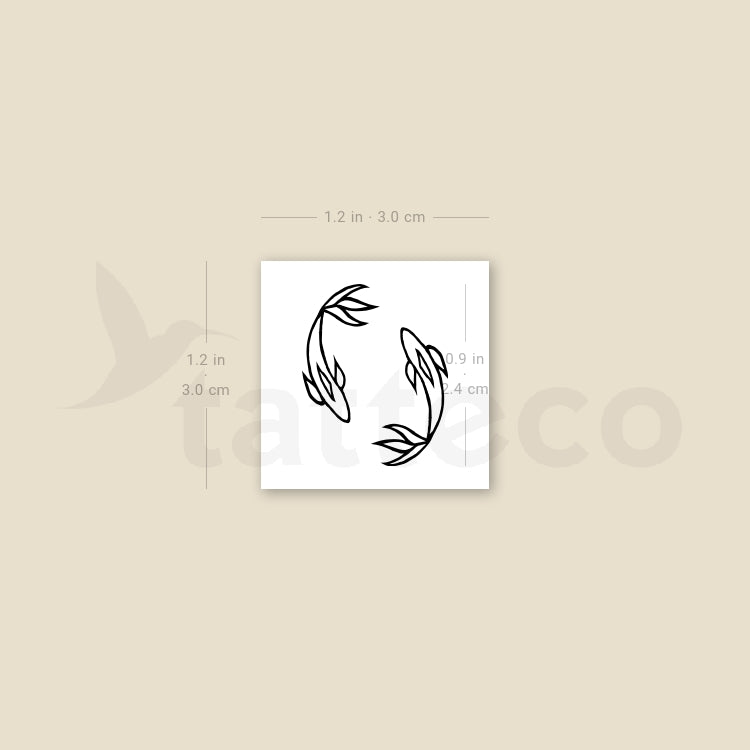 Two Opposite Fish Temporary Tattoo - Set of 3