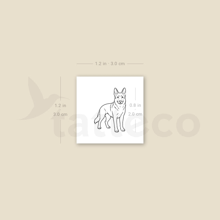 Fine Line German Shepherd Temporary Tattoo - Set of 3
