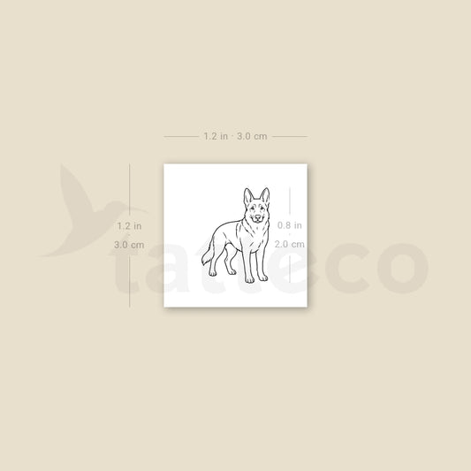 Fine Line German Shepherd Temporary Tattoo - Set of 3