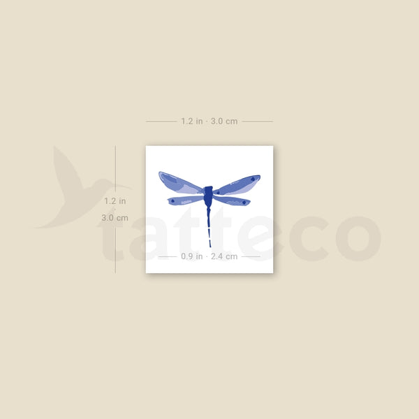 Watercolor Blue Dragonfly Temporary Tattoo - Set of 3