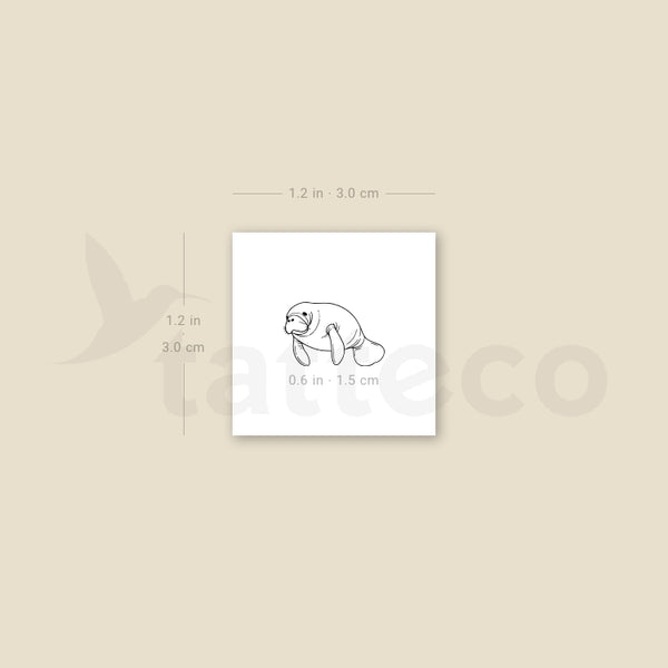 Tiny Manatee Temporary Tattoo - Set of 3