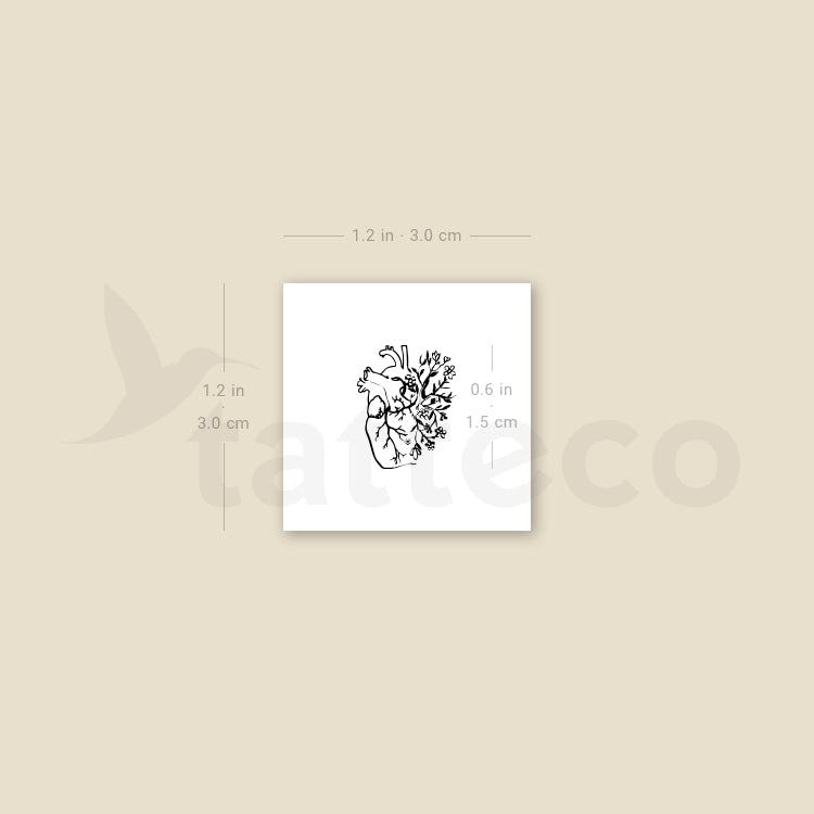 Tiny Flower Heart Temporary Tattoo - Set of 3