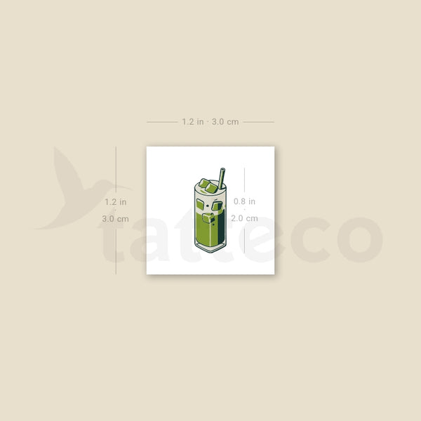 Iced Matcha Latte Temporary Tattoo - Set of 3