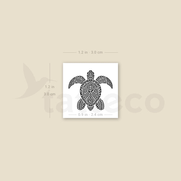 Tribal Sea Turtle Temporary Tattoo - Set of 3