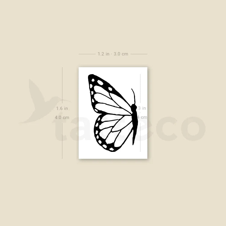 Tatuajes temporales de media mariposa a juego - Juego de 3 + 3