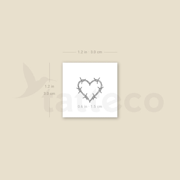 Little Barbed Wire Heart Temporary Tattoo - Set of 3