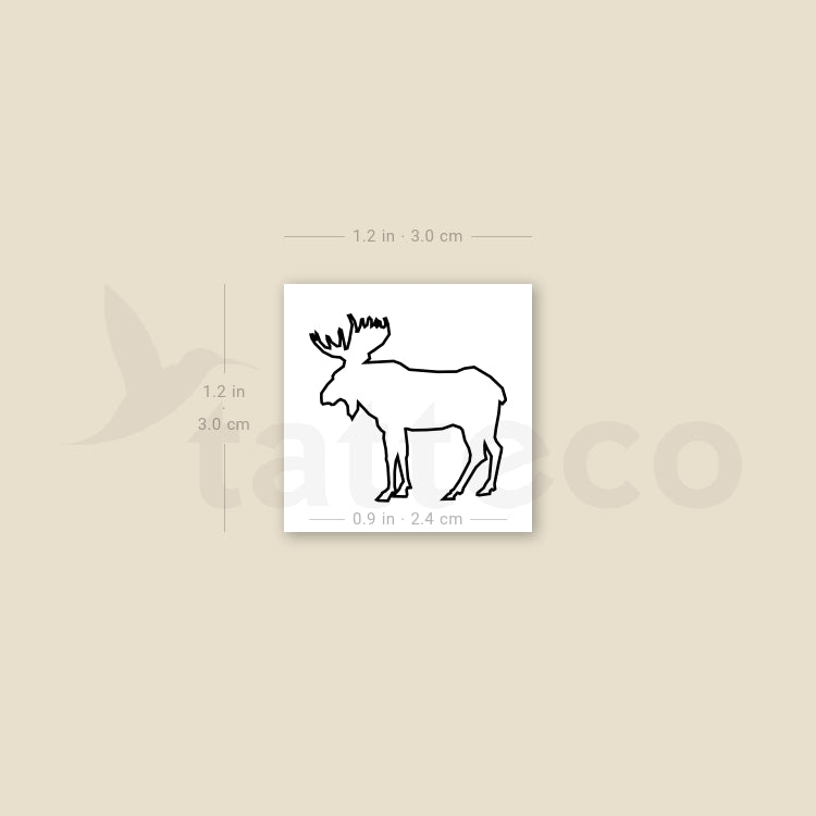 Fine Line Moose Temporary Tattoo - Set of 3