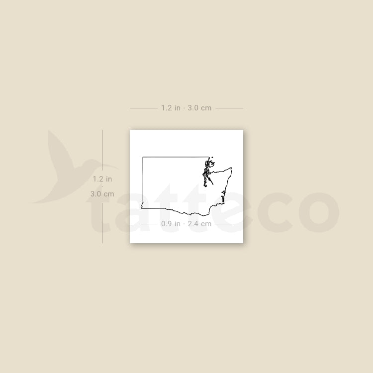 Washington Map Outline Temporary Tattoo - Set of 3