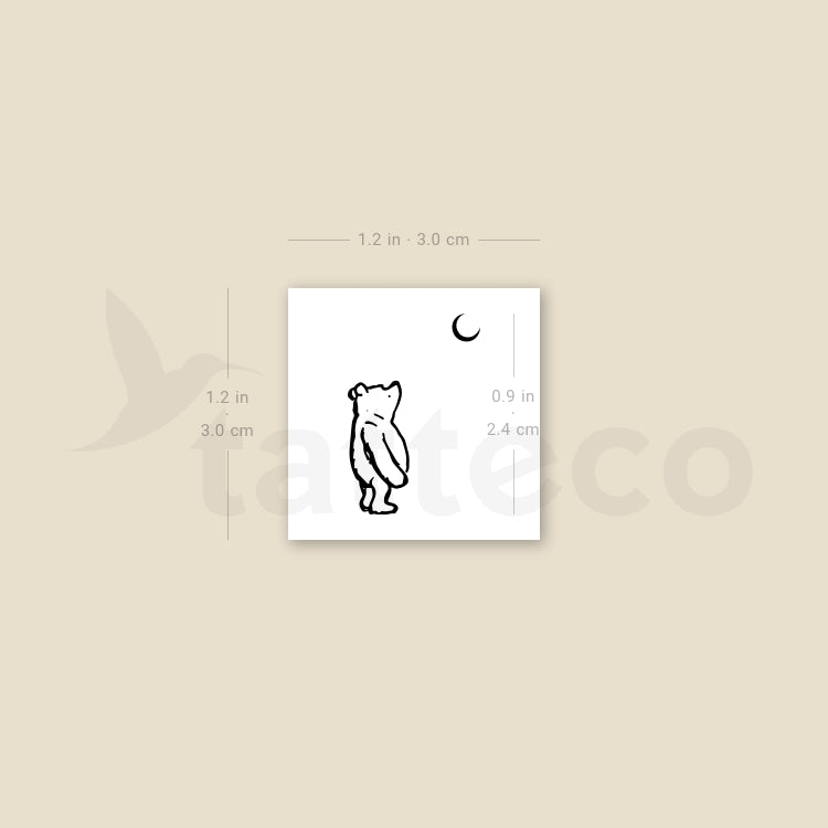 Tatuaje temporal de Winnie the Pooh y la luna (juego de 3)