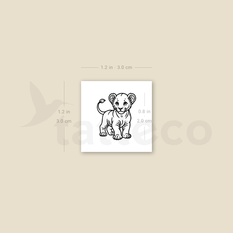 Little Lion Cub Temporary Tattoo - Set of 3