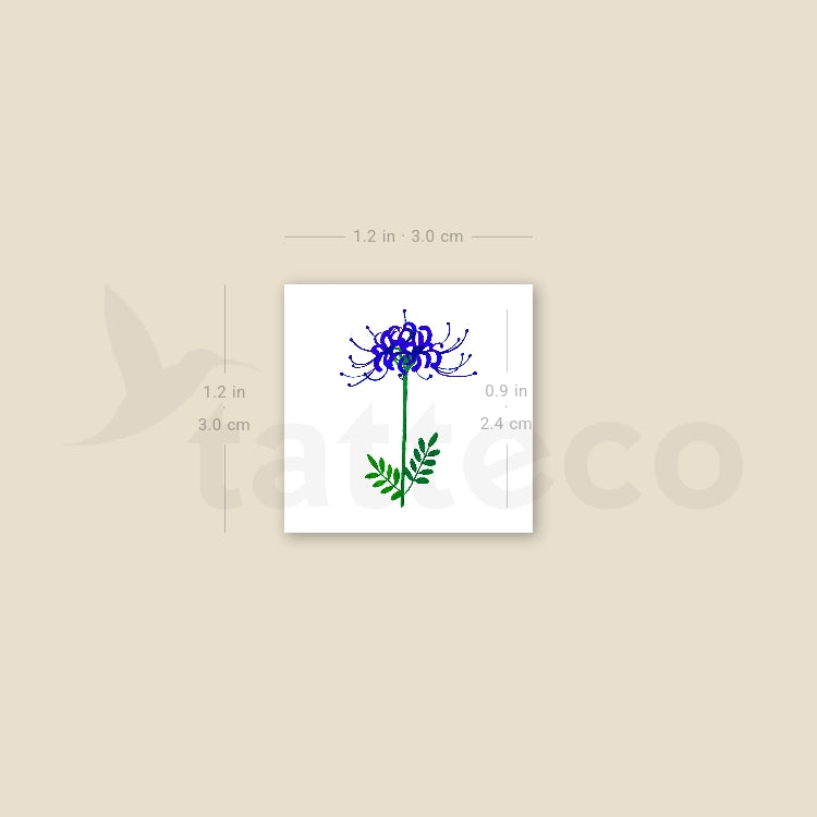 Blue Spider Lily Temporary Tattoo - Set of 3
