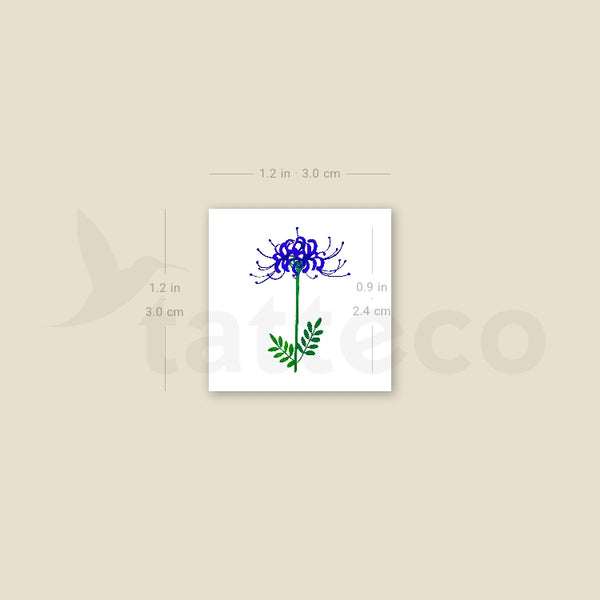 Blue Spider Lily Temporary Tattoo - Set of 3
