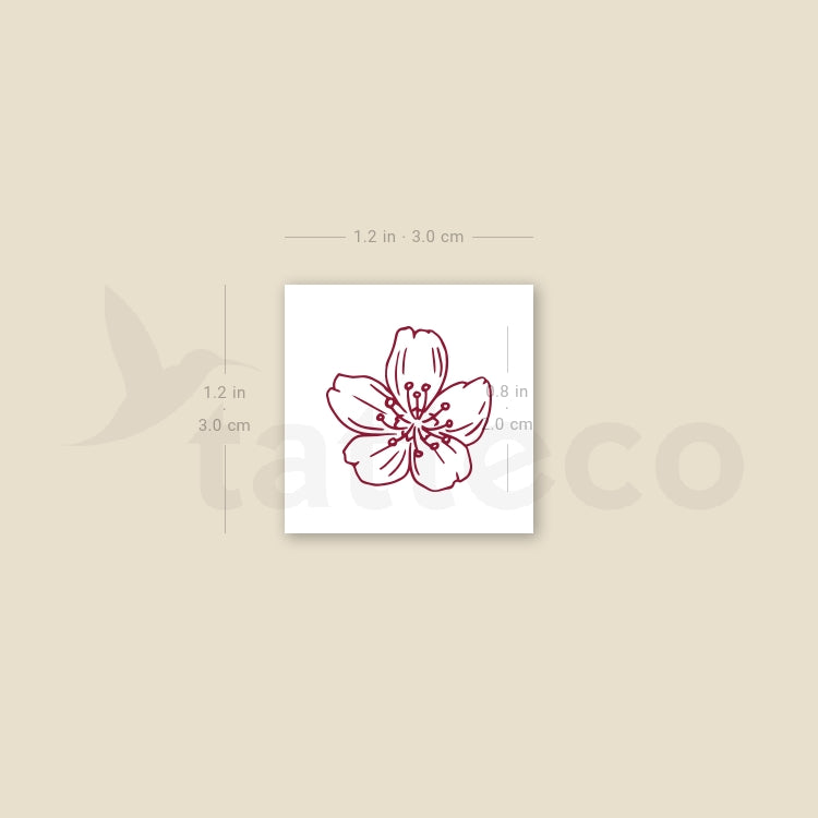 Cherry Blossom Outline Temporary Tattoo - Set of 3