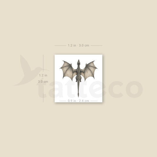Flying Dragon From Above Temporary Tattoo - Set of 3