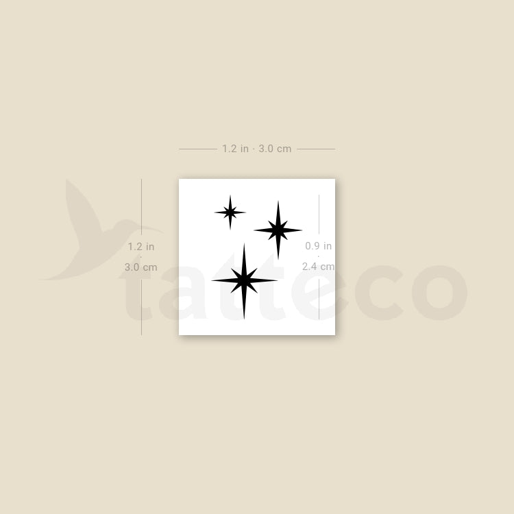 Small Stardust/Sparkle Temporary Tattoo - Set of 3