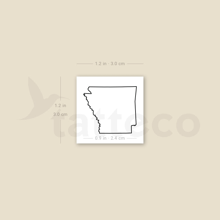 Arkansas Map Outline Temporary Tattoo - Set of 3