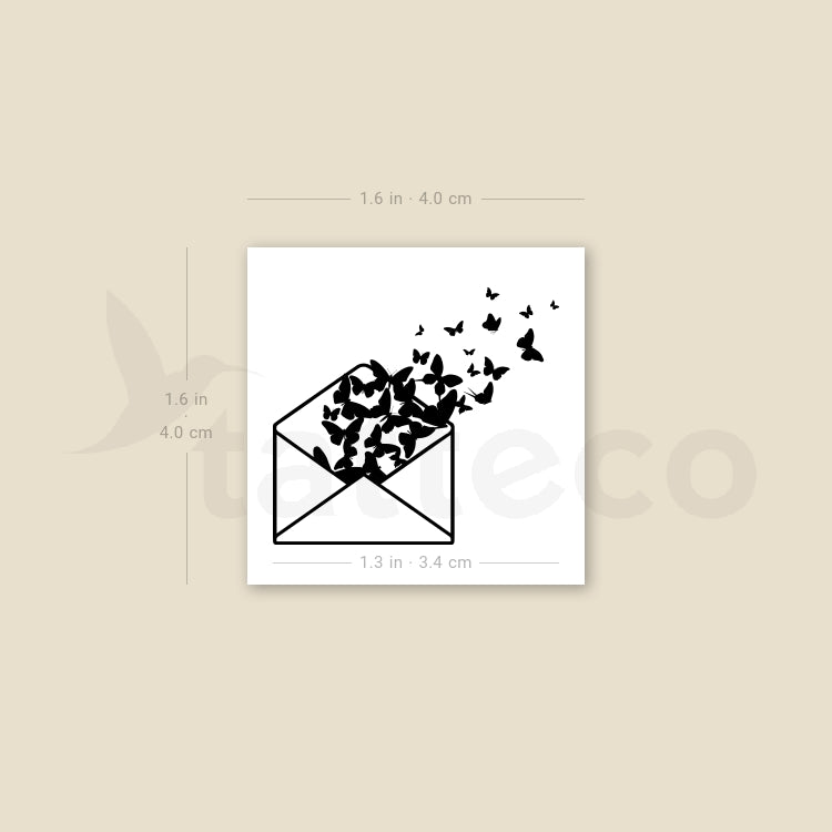 Tatuaje temporal de letra de mariposa - Juego de 3