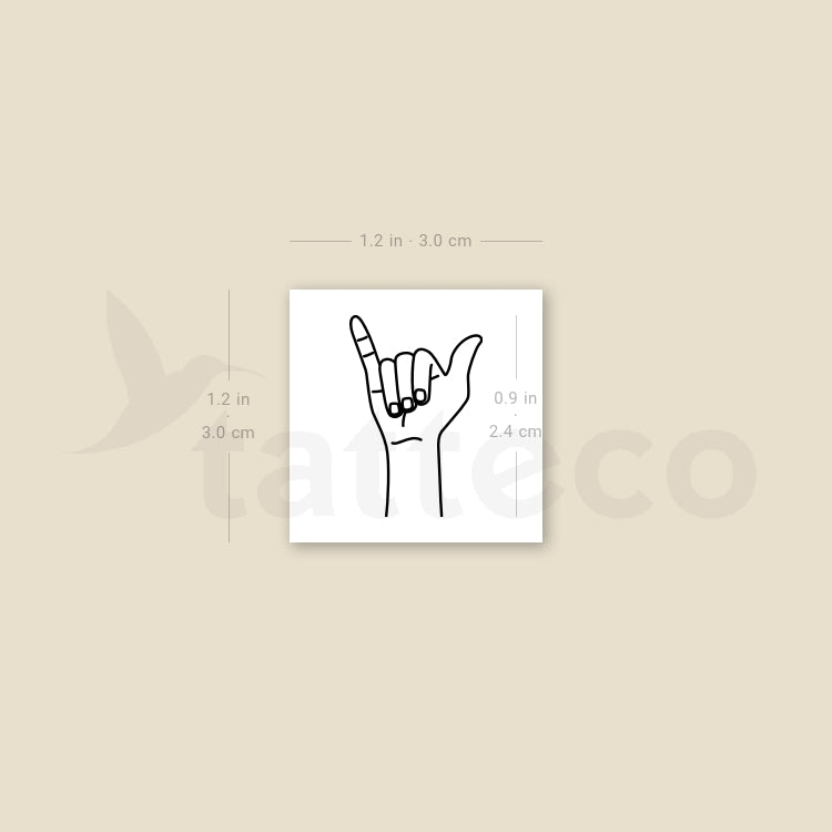 Sign Language Y Temporary Tattoo - Set of 3