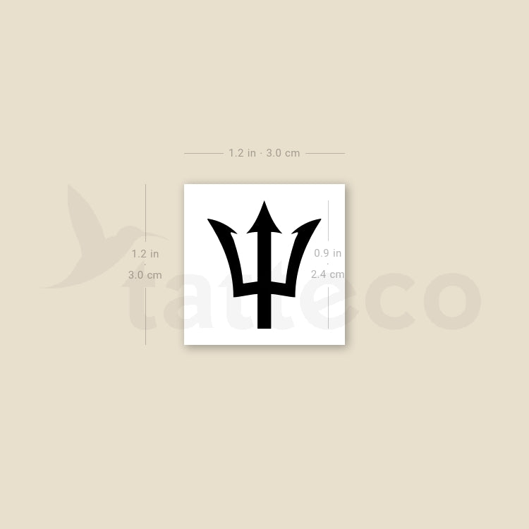 Barbados Trident Temporary Tattoo - Set of 3