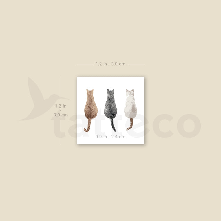 Three Cats Temporary Tattoo - Set of 3