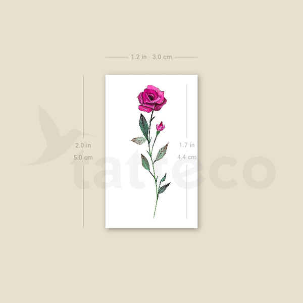 Pink Rose By Lena Fedchenko Temporary Tattoo - Set of 3