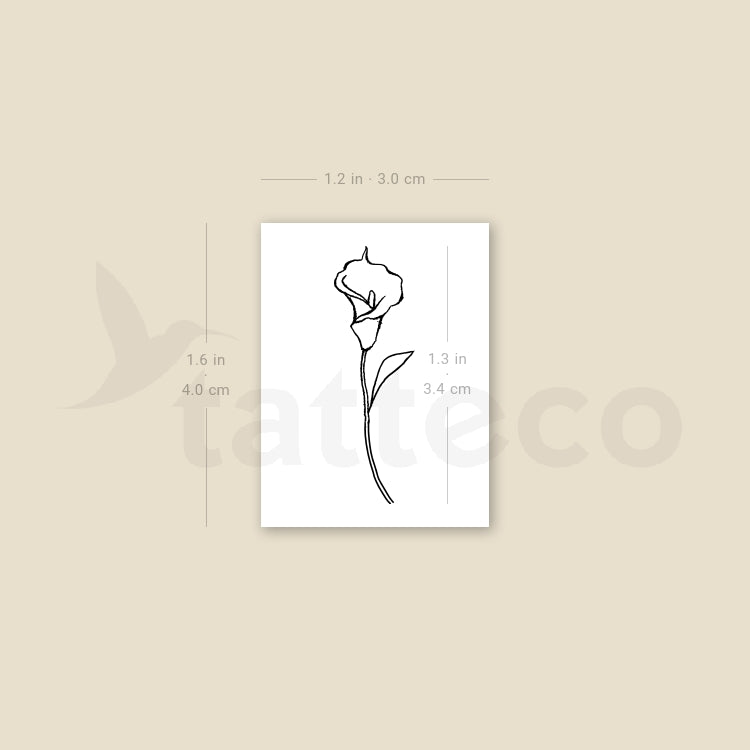 Small Calla Lily Temporary Tattoo - Set of 3