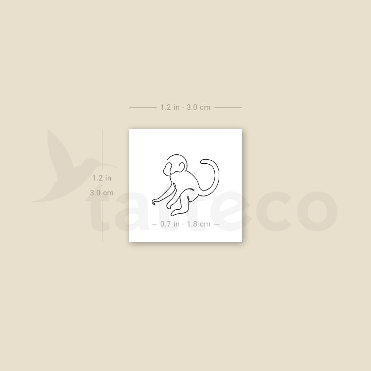 Single Line Monkey Temporary Tattoo - Set of 3
