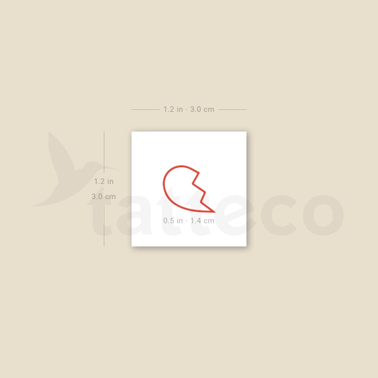 Right Broken Heart Temporary Tattoo - Set of 3