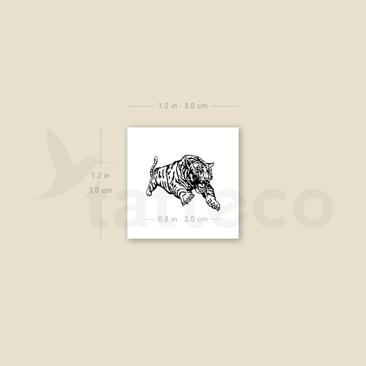 Tatuaje temporal de tigre saltando (juego de 3)