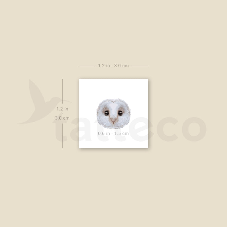 Barn Owl Face Temporary Tattoo - Set of 3