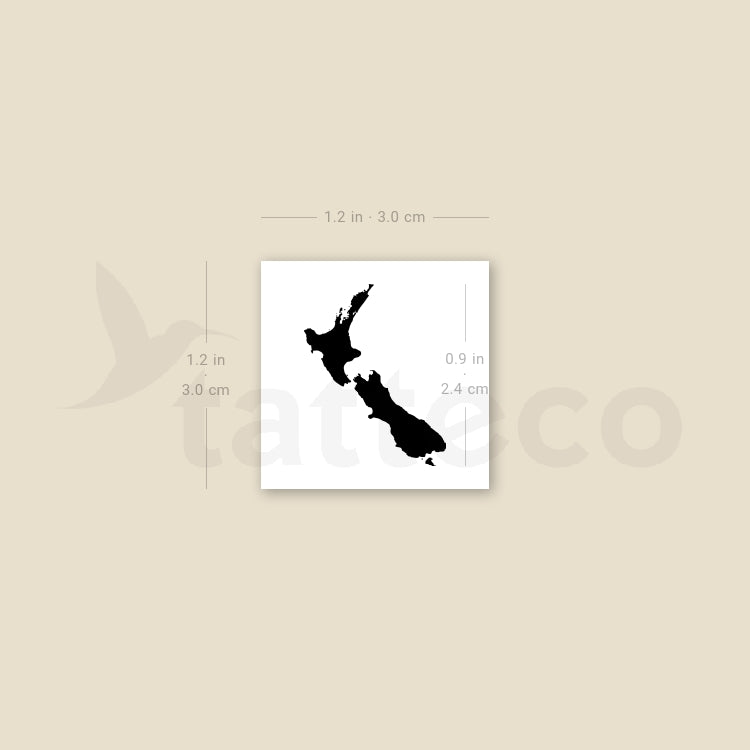 Tatuaje temporal del mapa de Nueva Zelanda (juego de 3)