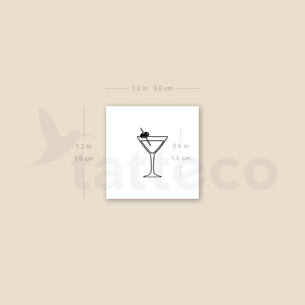 Little Martini Cocktail Temporary Tattoo - Set of 3