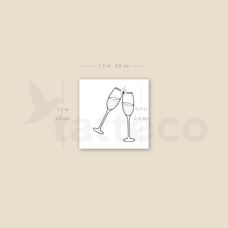 Champagne Glasses Temporary Tattoo - Set of 3