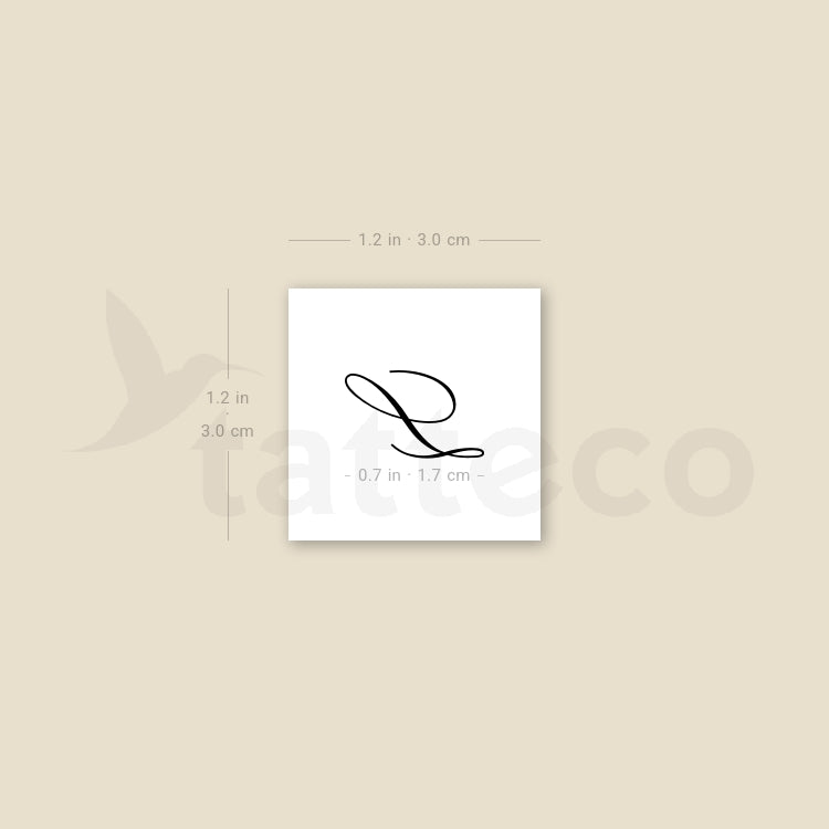 Cursive L Script Temporary Tattoo - Set of 3
