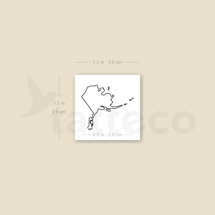Alaska Map Outline Temporary Tattoo - Set of 3