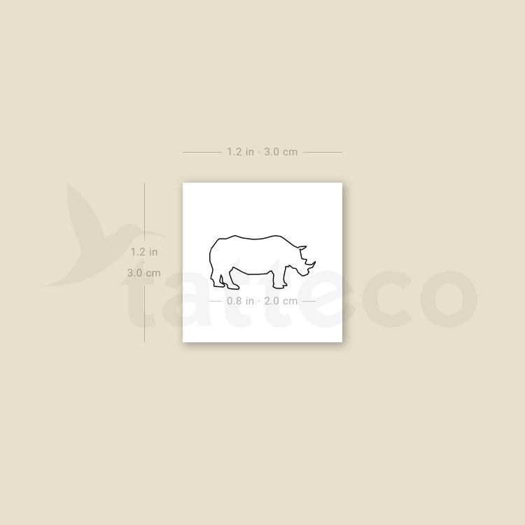 Fine Line Rhino Temporary Tattoo - Set of 3