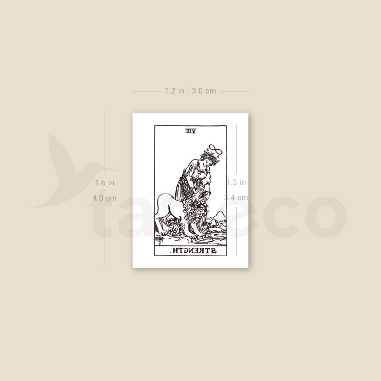 Little Strength Tarot Card Temporary Tattoo - Set of 3