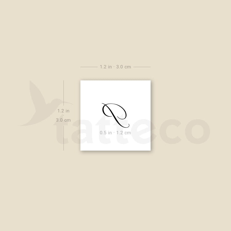 Letter P Script Temporary Tattoo - Set of 3